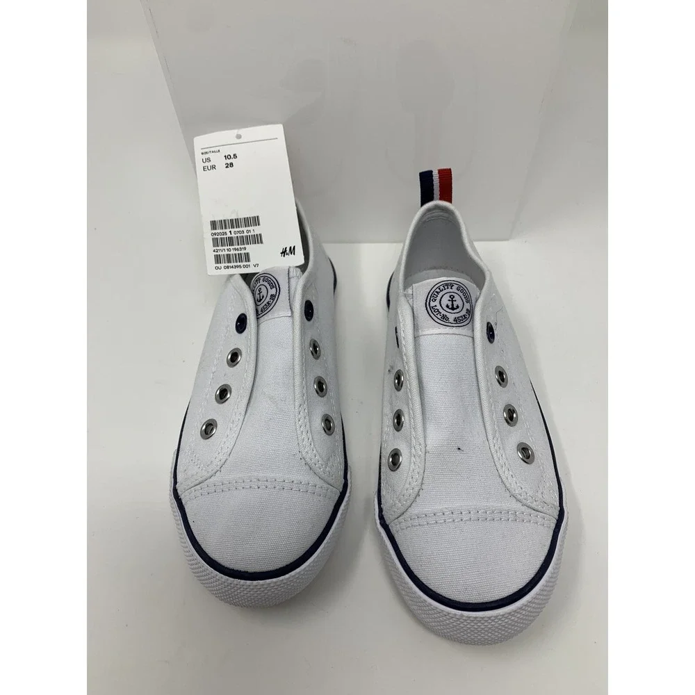 H&M Kids Size 10.5 White Canvas Casual Slip On Shoes